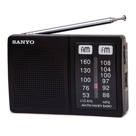 Radio portátil KS108 de Sanyo Radio de bolsillo FM/AM Entrada de auriculares de 3.5 mm 115x30x75mm