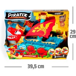 PIRATIX Dragon Ship – Barco Dragón de Piratix Todo Terreno 3 en 1: Tierra, Mar y Aire.