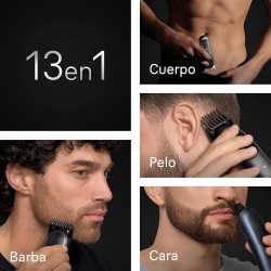 Braun Recortadora AIO7565, 13en1 Para Barba, Pelo, Orejas, Nariz y Cuerpo, 14 Longitudes, 120 Min De Autonomía