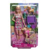 Barbie Muñeca Rubia paseadora de Perro con Silla de Ruedas extraíble, con 2 Mascotas y Accesorios, Juguete +3 años Mattel HTK37