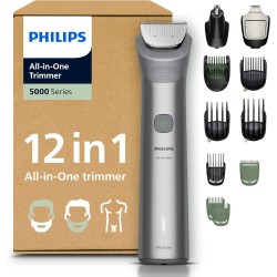 Philips Recortadora 12 en 1 Afeitadora y cortapelos hombre para rostro, cabeza y cuerpo, 20 longitudes, recargable, MG5952/30