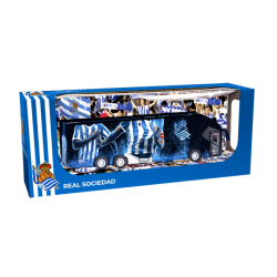 Réplica del autobús del Real Sociedad. ¡Apertura de puertas laterales y retrofricción! producto oficial longitud 20cm