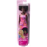 Muñeca Barbie básica morena pelo rizado afro con vestido rosa Mattel edad +3 años HGM58
