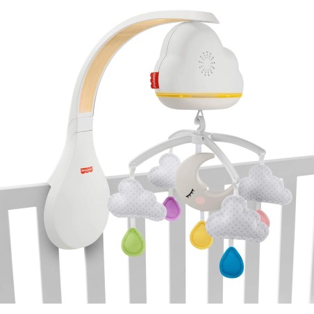 Fisher-Price Móvil Nubes y Lunas, Juguete de Cuna proyector para bebé recién Nacido Mattel GRP99