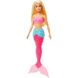 Muñeca Barbie Fantasía Sirena Aleta Rosa pelo liso rubio y largo Mattel HGR05 edad +3años