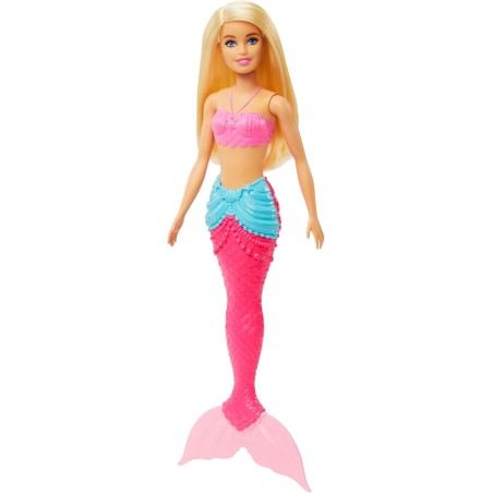 Muñeca Barbie Fantasía Sirena Aleta Rosa pelo liso rubio y largo Mattel HGR05 edad +3años