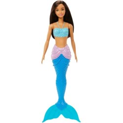 Muñeca Barbie Fantasía Sirena Aleta azul pelo liso moreno y largo Mattel HGR07 edad +3años