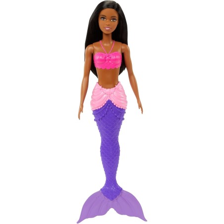 Muñeca Barbie Fantasía Sirena Aleta morada pelo liso moreno y largo Mattel HGR06 edad +3años