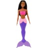 Muñeca Barbie Fantasía Sirena Aleta morada pelo liso moreno y largo Mattel HGR06 edad +3años