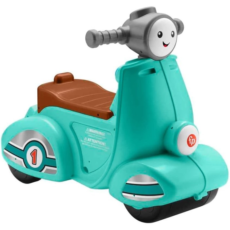 Fisher-Price Ríe y Aprende Moto Scooter Juguete correpasillos con Sonidos, bebés +1 año, Mattel HMV76