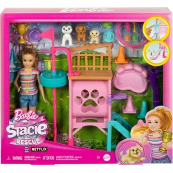 Barbie Muñeca Stacie con Parque de entrenamiento para cachorros. Stacie al Rescate, +3 años HRM10