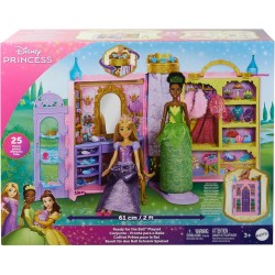 Mattel Disney Princesas Armario portátil, con 2 conjuntos de moda y accedorios +3 años HXC20