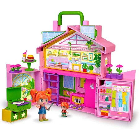 PIN Y PON - Casa Rosa Maletín, con Muchas Habitaciones Diferentes y Accesorios, 4 años, Famosa