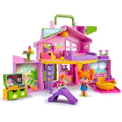 PIN Y PON - Casa Rosa Maletín, con Muchas Habitaciones Diferentes y Accesorios, 4 años, Famosa