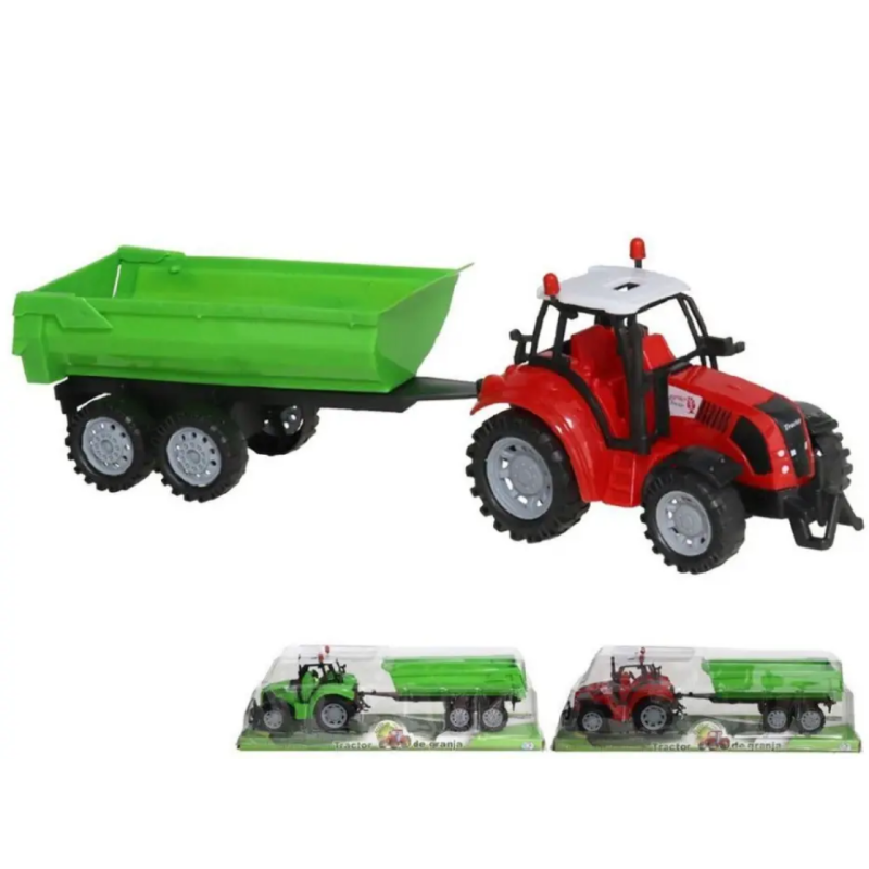 Tractor juguete con remolque 36cm edad +3 años color surtido longitud aproximada 35cm