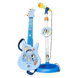 Guitarra Bluey de 4 cuerdas con altavoz y micrófono regulable desde 50 a 85cm funciona con pilas edad +3 años