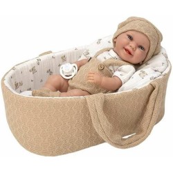 Muñeco bebé juguete Elegance 33cm con capazo Babyto marrón cuerpo vinilo edad +3 años.