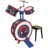 Batería música Spiderman,2 tambores con bombo platillo silla y baquetas edad +3 años