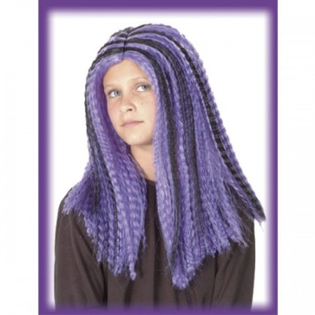 Peluca para disfraz bruja morado-negro